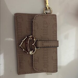 Brown Card Holder with Gold Heart Accent